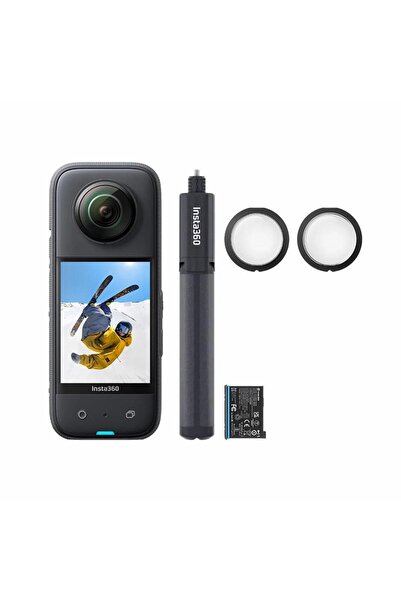 Insta360 Kit universal X3 5.7K 360 °   Cameră de acțiune, Bluetooth, Impermea...