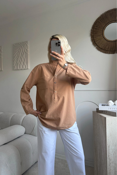 SUMEF Kamel Hakim Collar Pocket Long Sleeve Oversize Standard Size 38/48 Matc...