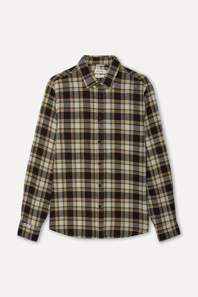 Mudo Men's Brown Plaid Regular Fit Long Sleeve Shirt