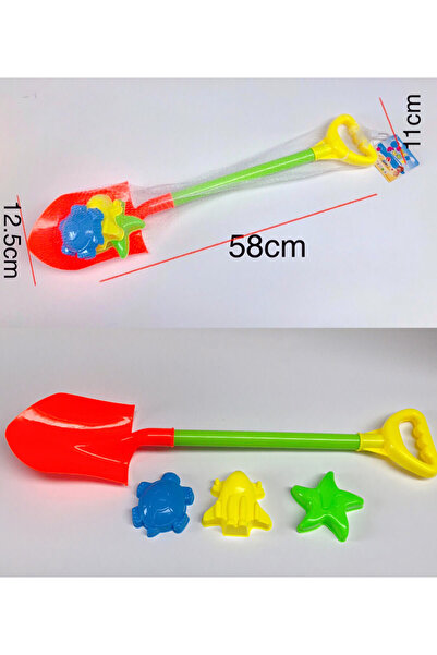 NO BRAND Lopată cu 3 forme pentru nisip 58 cm