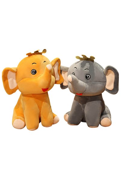 NO BRAND Elefant de pluș cu coroană, 30 cm - Gri
