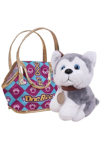 NO BRAND Cățeluș de pluș Husky în geantă