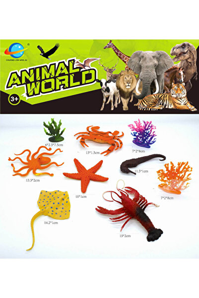 NO BRAND Set figurine animale marine cu corali, 9 piese