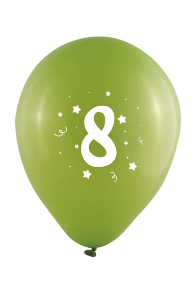 GLOBOS Baloane 10 buc. 12" - 30 cm, imprimeu cifra 8