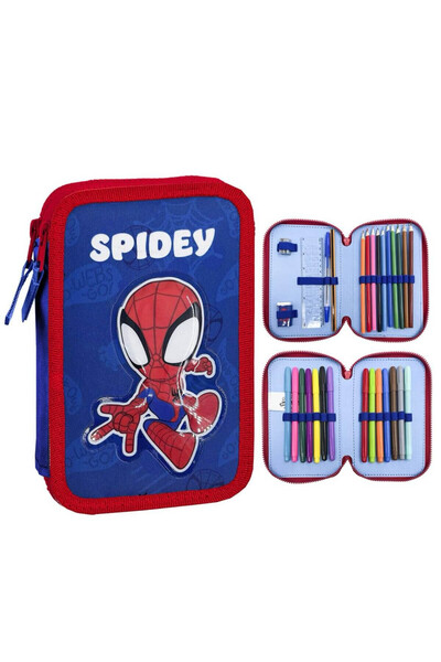 SPIDERMAN Penar cu 2 fermoare și rechizite școlare Spidey