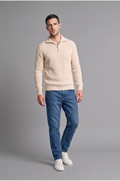 DeFacto Standard Fit Half Zip Long Sleeve Polo Neck Knitwear Sweater H7182Ax26Au