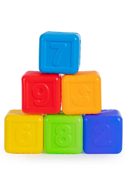 Bamsic Cuburi colorate din plastic cu cifre, 6 bucăți