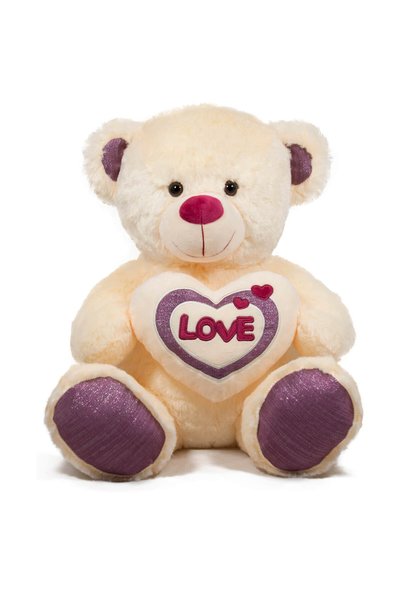 Amek Toys Ursuleț de pluș cu inimă și lăbuțe mov 50 cm