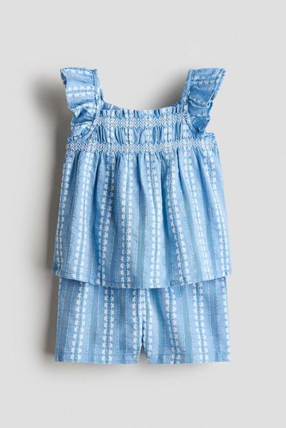 H&M 2-piece embroidery-detail cotton set