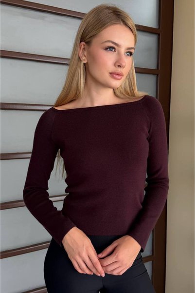 Noi Belis Pulover tricotat de bază cu mânecă lungă, cu guler tip Madonna, cu ...