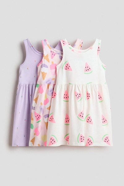H&M 3-pack printed cotton dresses
