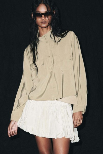 H&M Stand-collar viscose-blend shirt