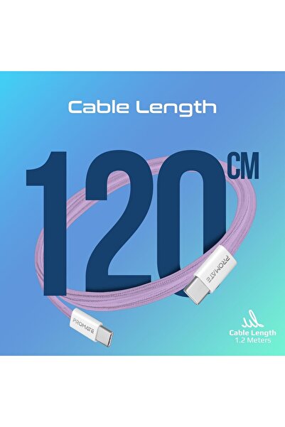 Promate USB-C to USB-C Cable, Premium 60W Power Delivery Fast Charging Cable with 480Mbps Data Sync,Promate