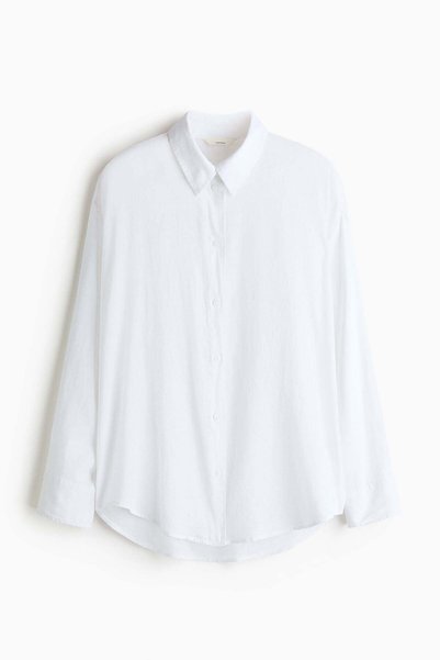 H&M Dolman-sleeved linen-blend shirt
