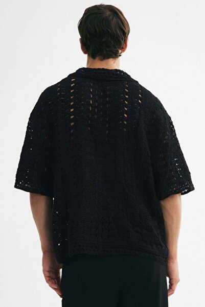 H&M Relaxed Fit Crochet-look polo shirt