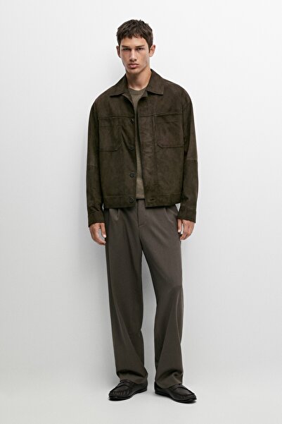 Massimo Dutti Süet deri relaxed fit ceket