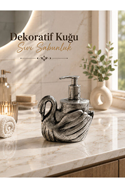 LUCES DESİGN Dekoratif Kuğu Sıvı Sabunluk, Şık Kuğu Figürlü Banyo ve Mutfak S...