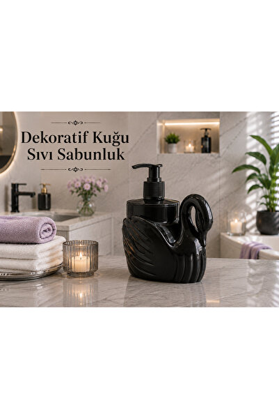 LUCES DESİGN Decorative Swan Liquid Soap Dispenser, Stylish Swan-Shaped Bathr...