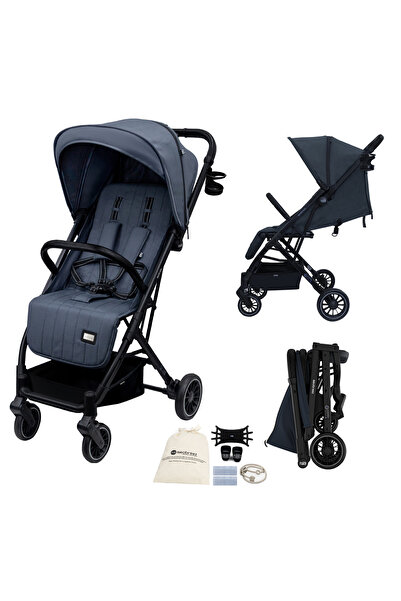 neobreez - Penta Compact Lightweight Travel Stroller W/ Cup Holder - Black/Grey