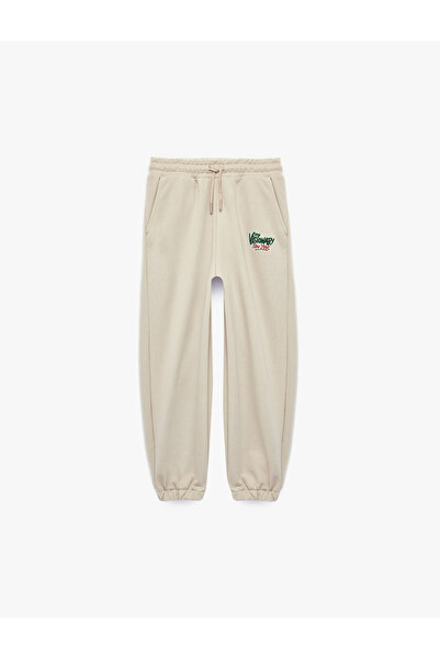 Koton Elastic Cuffs, Pocket Detail, Printed, Lace-Up Waist, Balloon Sweatpants