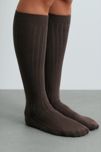 Oysho 2 pairs of cotton blend long knee socks
