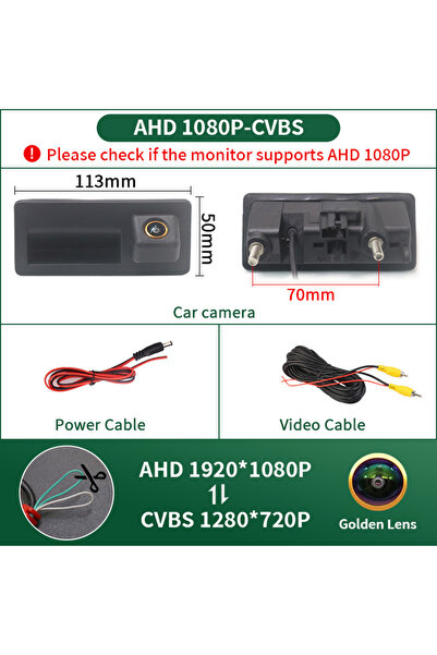 Choice 12 فولت AHD 1080P-CVBS 170 °   كاميرا خلفية للسيارة بدقة AHD 1080P لفو...
