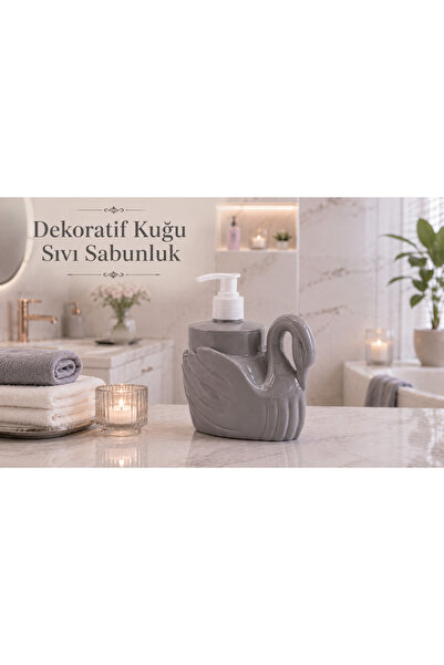 LUCES DESİGN Dekoratif Kuğu Sıvı Sabunluk, Şık Kuğu Figürlü Banyo ve Mutfak S...