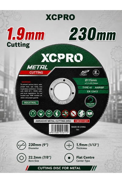 XCPRO قرص قطع المعادن، عجلة قطع، قرص للجلاخة الزاوية - 230 مم × 1.9 مم × 22.2...