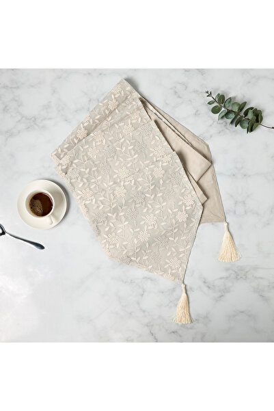 Lifestyle Zari Embroidered Table Runner with Tassels - 180x33 cms