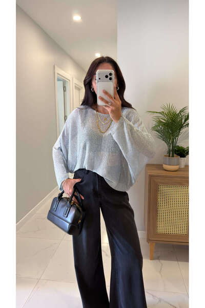 BİRCANÇİL Dolex Silver Bat Sleeve Glittery Knitwear