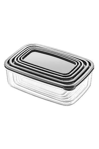 CATIANO Set Caserole Transparente cu Capac Antracit 5 Marimi - 5buc, cutie al...