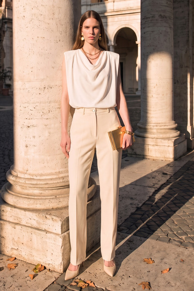 BARRELS AND OIL Women's High Waist Fabric Trousers - Stone