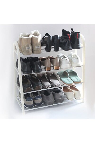 CATIANO Suport Incaltaminte Alb cu 4 Rafturi 61x28x64cm