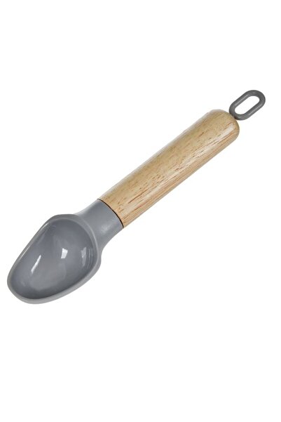 CATIANO Lingura Scoop Gri cu Maner din Lemn pentru Servit Inghetata 20cm