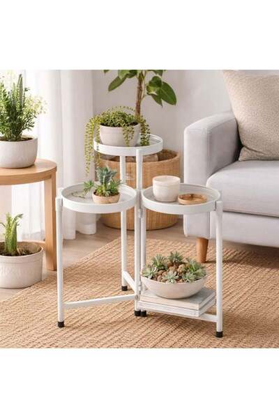 CATIANO Suport Metalic Alb pentru Plante 50x25x65cm