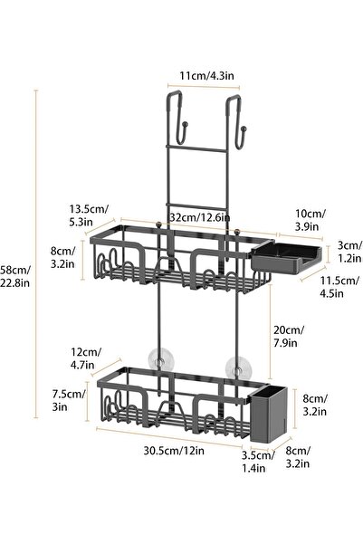 Generic Shower Caddy, 2-Tier Hanging Rustproof Bathroom Organizer Shelf Showe...