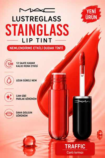M.A.C Lustreglass Stainglass Lip Tint - 12 Saat Kalıcı Cam Parlaklığında Neml...