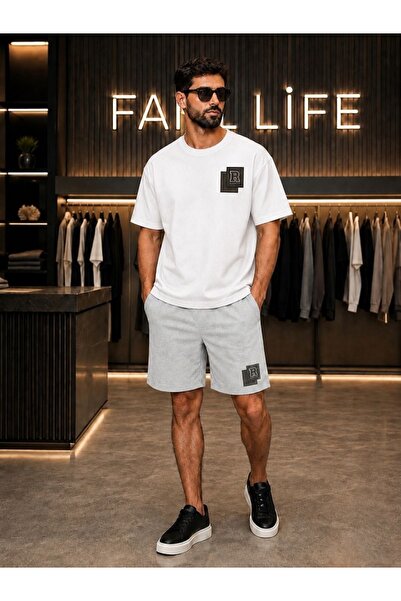 FAEL LİFE New Season Unisex T-Shirt and Shorts Set with Card R Print