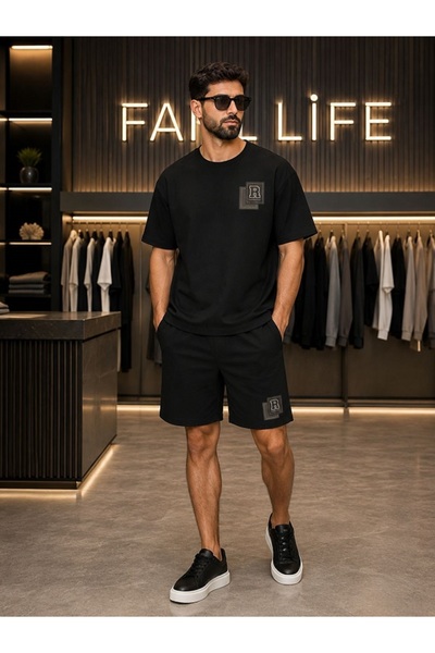 FAEL LİFE New Season Unisex T-Shirt and Shorts Set with Card R Print