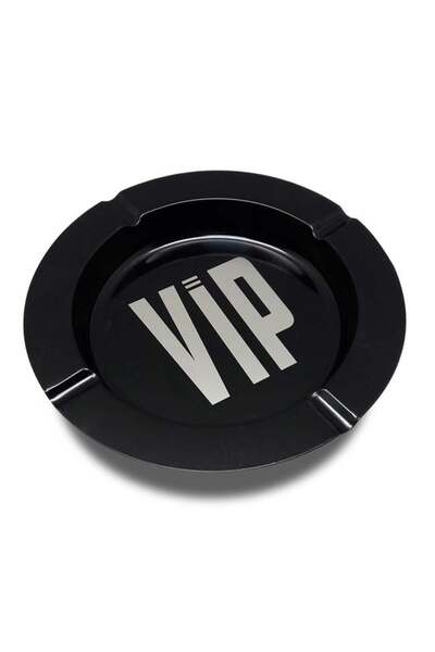 CATIANO Scrumiera Metalica Rotunda Neagra cu Mesaj VIP 14x2cm