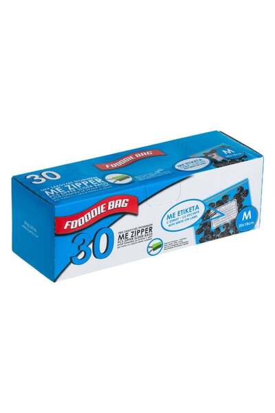 CATIANO Pungi Alimente cu Zipper & Eticheta 20x18cm (mijlocii) - 30buc