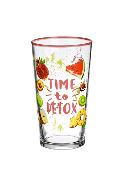CATIANO Pahar din Sticla 'Time to Detox' cu Margine Roz 570ml