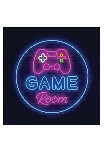 Atiq Game Room By Neon Themed Wall Art Blue/Yellow/Purple 30x30cm