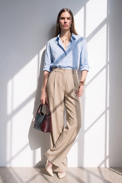 BARRELS AND OIL Women's Elastic Waist Palazzo Trousers - Stone