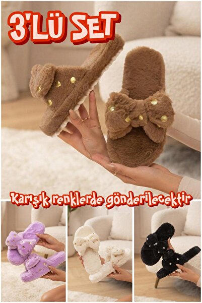 SWORD Pack of 3 Polka Dot Foil Patterned Wool Silent Sole House Slippers - Wo...