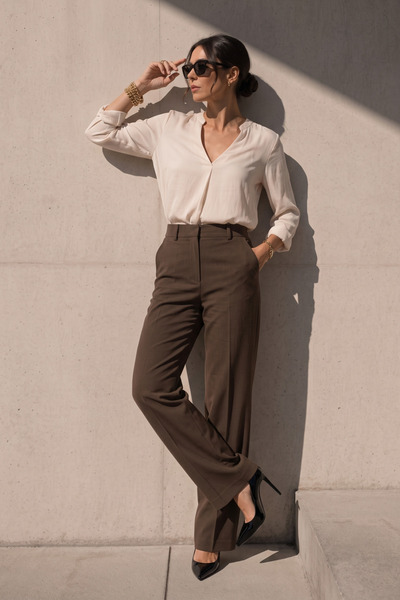 BARRELS AND OIL Women's Palazzo Pants 1001 - Bitter Brown