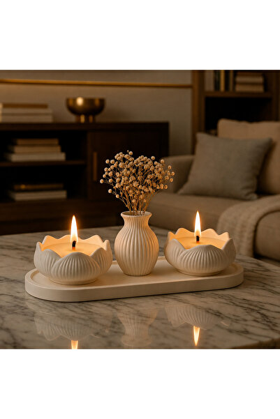 yintu home Lotus mum, masa üstü mum , mum seti, tepsi , kandil , dekoratif biblo