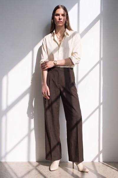 BARRELS AND OIL Women's elastic waistband Palazzo Pants - burnt brown
