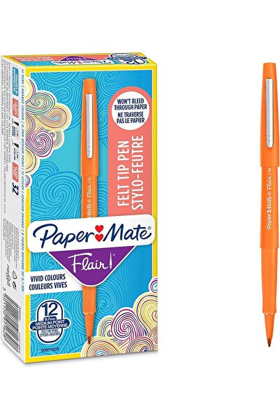 Paper-Mate قلم بابير ميت فلير ذو رأس من الألياف - برتقالي (12 قطعة)