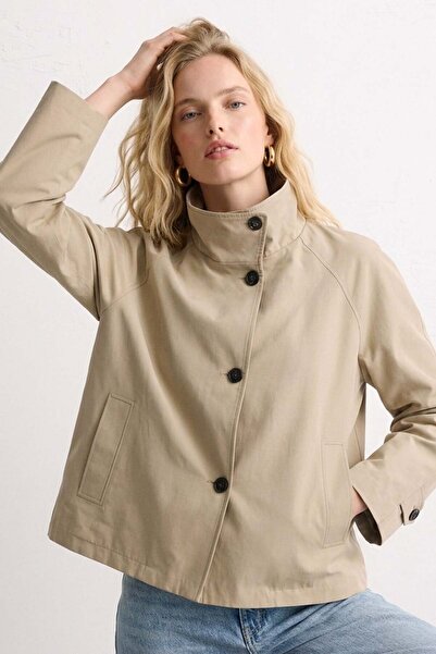 BARRELS AND OIL Women's Stand Collar Pocket Jacket - Mink